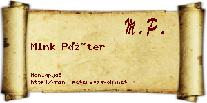 Mink Péter névjegykártya